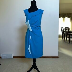 ANTONIO MELANI Asymmetrical Dress in Blue and White